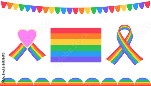 LGBT icons on white background. Symbol of the LGBT pride community. Rainbow elements. LGBTQ set.