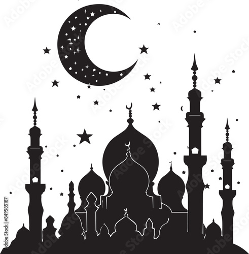 Eid ul Adha mosques silhouette vector illustration photo