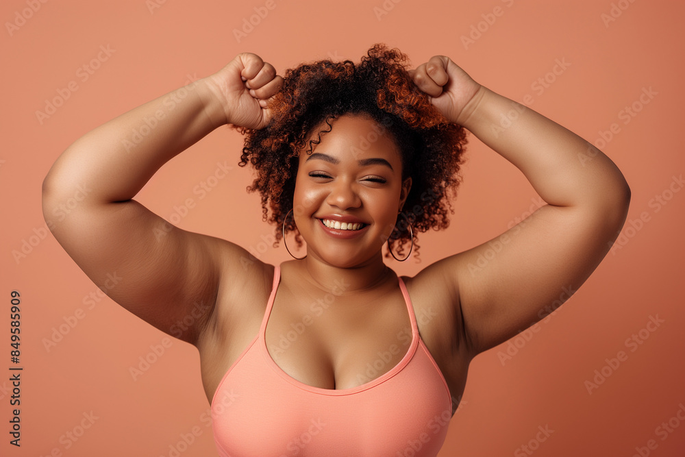 Plus Size woman Celebrating Body Positivity and Fitness, Embracing Self-Love, Confidence, and Strength in All Shapes and Sizes - A Joyful Journey Towards Health and Wellness - Generative AI Plus Size woman Celebrating Body Positivity and Fitness, Embracing Self-Love, Confidence, and Strength in All Shapes and Sizes - A Joyful Journey Towards Health and Wellness - Generative AI
