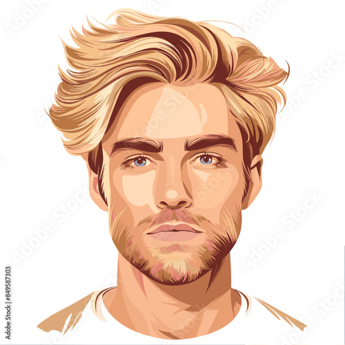 Trendy Men's Hairstyle Vector Illustration