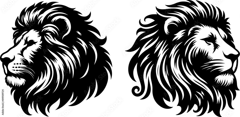 Obraz premium lion head vector silhouette