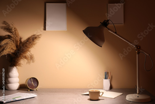 Cozy home office desk with ...