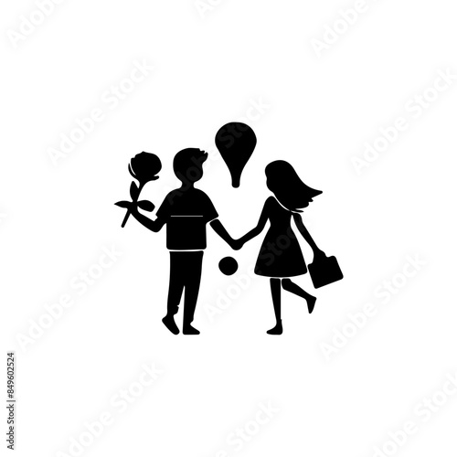 Happy friendship day vector silhouette logo. 