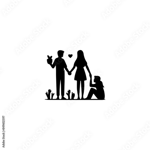 Happy friendship day vector silhouette logo. 