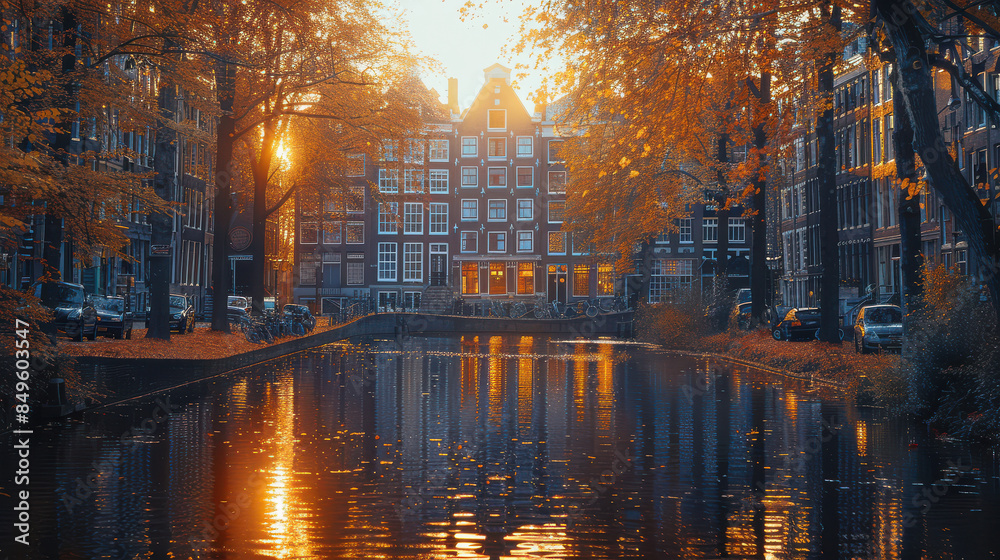 Fototapeta premium Capture the grandeur of Amsterdam, Netherlands created with Generative AI technology
