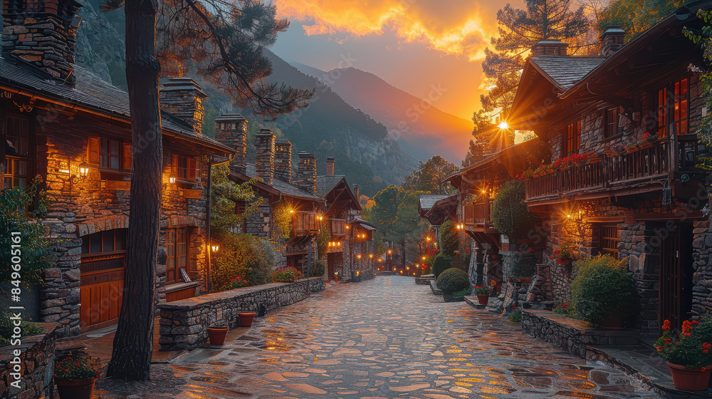 Fototapeta premium andorra in the alps as beautiful scene created with Generative AI technology