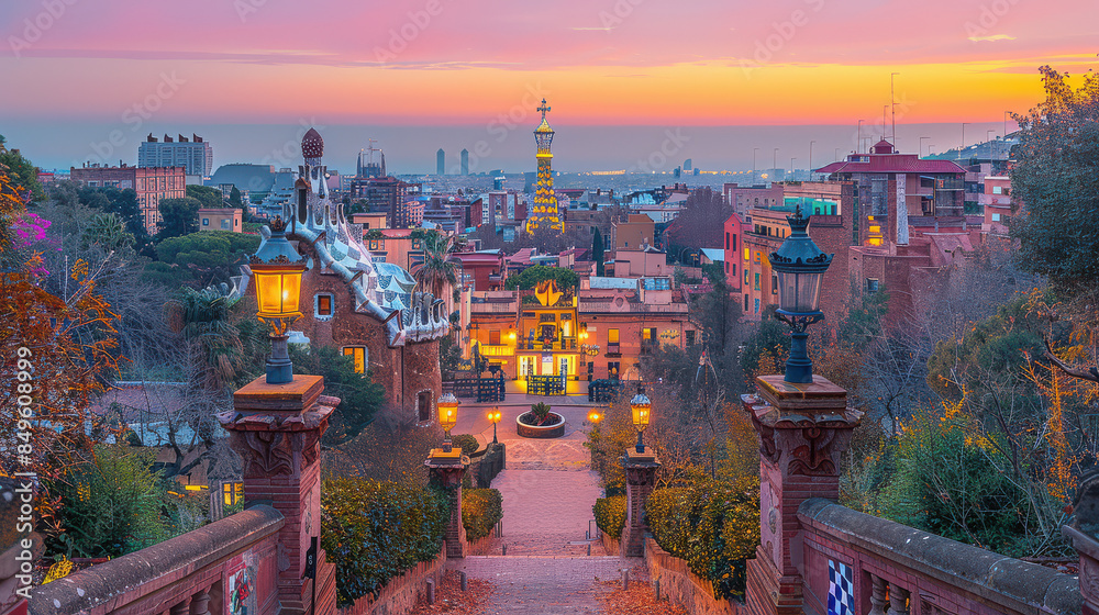 Obraz premium Capture the grandeur of Barcelona, Spain created with Generative AI technology