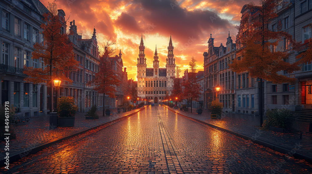 Fototapeta premium Capture the grandeur of Brussels, Belgium created with Generative AI technology