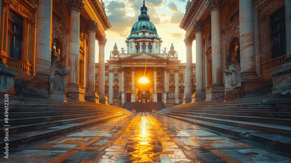 Obraz premium Capture the grandeur of Bucharest, Romania created with Generative AI technology