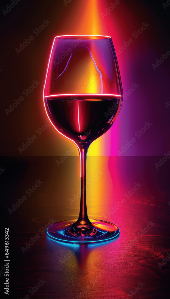 Vibrant neon wine glass with a glowing outline and colourful gradient background, creating a modern and stylish visual. Ideal for digital art, nightlife themes, and creative designs. Vibrant neon wine glass with a glowing outline and colourful gradient background, creating a modern and stylish visual. Ideal for digital art, nightlife themes, and creative designs.