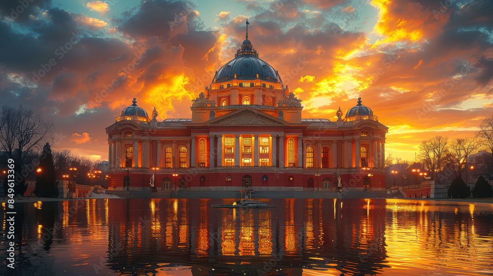 Fototapeta premium Capture the grandeur of Bucharest, Romania created with Generative AI technology