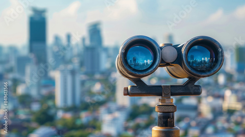 Wallpaper Mural Binoculars capturing the city skyline from a high vantage point Torontodigital.ca