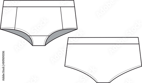 Basic hipster underpants vector technical drawing