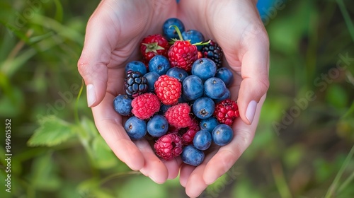 a person holding a bunch of berries in their hands