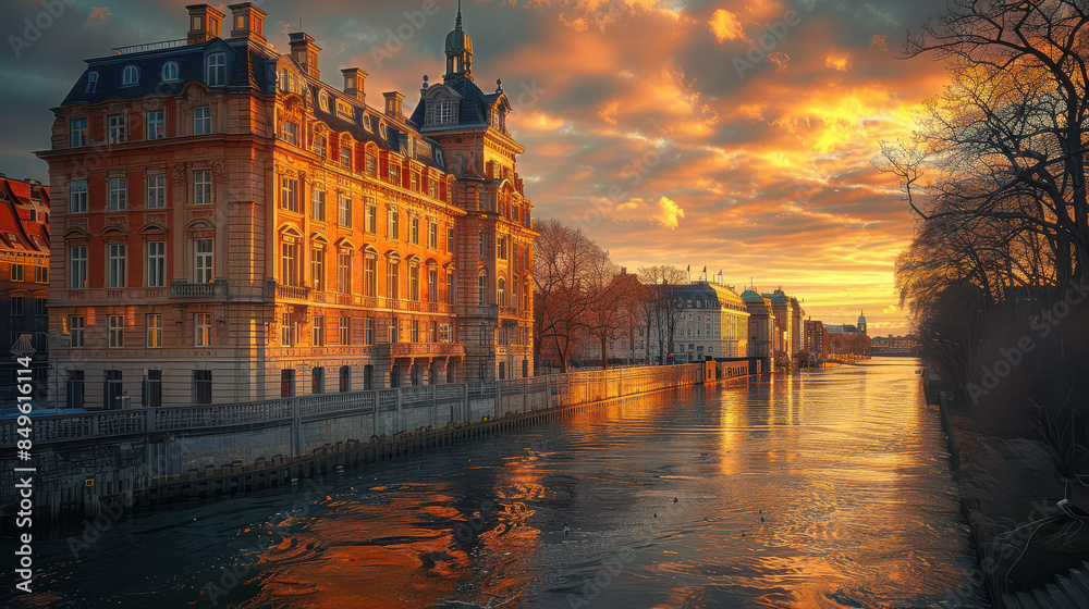 Fototapeta premium Capture the grandeur of Copenhagen, Denmark created with Generative AI technology