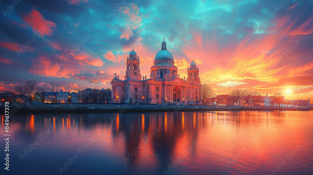 Naklejka premium Capture the grandeur of Dublin, Ireland created with Generative AI technology