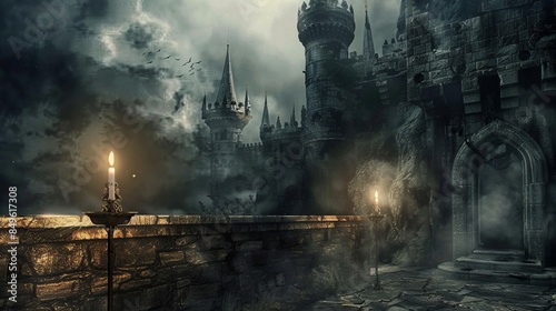 Wallpaper Mural Goth castle with candle Digital Backdrops, Studio Backdrops For Photographers Torontodigital.ca