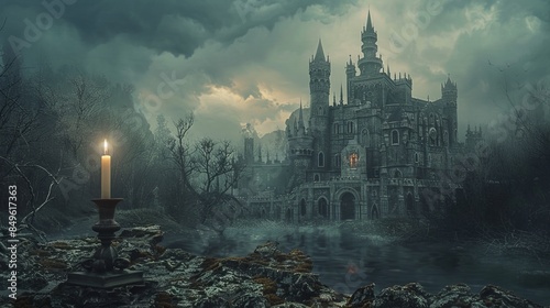 Wallpaper Mural Goth castle with candle Digital Backdrops, Studio Backdrops For Photographers Torontodigital.ca