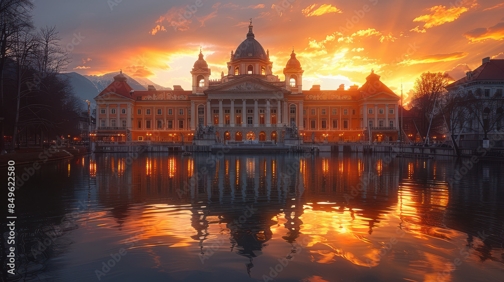 Obraz premium Capture the grandeur of Ljubljana, Slovenia created with Generative AI technology