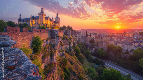 Travel scene of Luxembourg City created with Generative AI technology