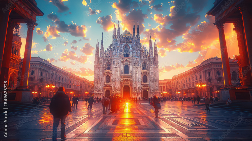 Fototapeta premium Capture the grandeur of Milan, Italy created with Generative AI technology