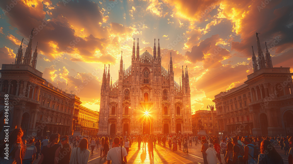 Naklejka premium Capture the grandeur of Milan, Italy created with Generative AI technology