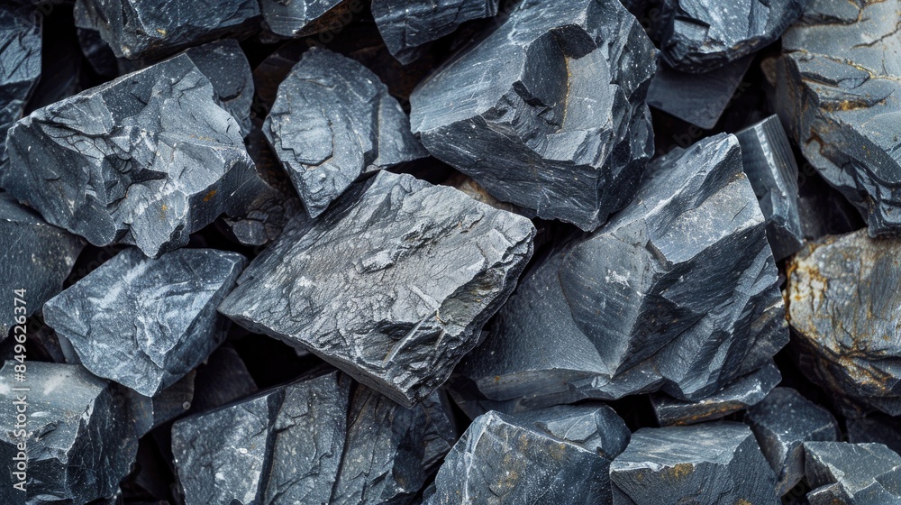 Close up view of a variety of gray stones stacked together Close up view of a variety of gray stones stacked together