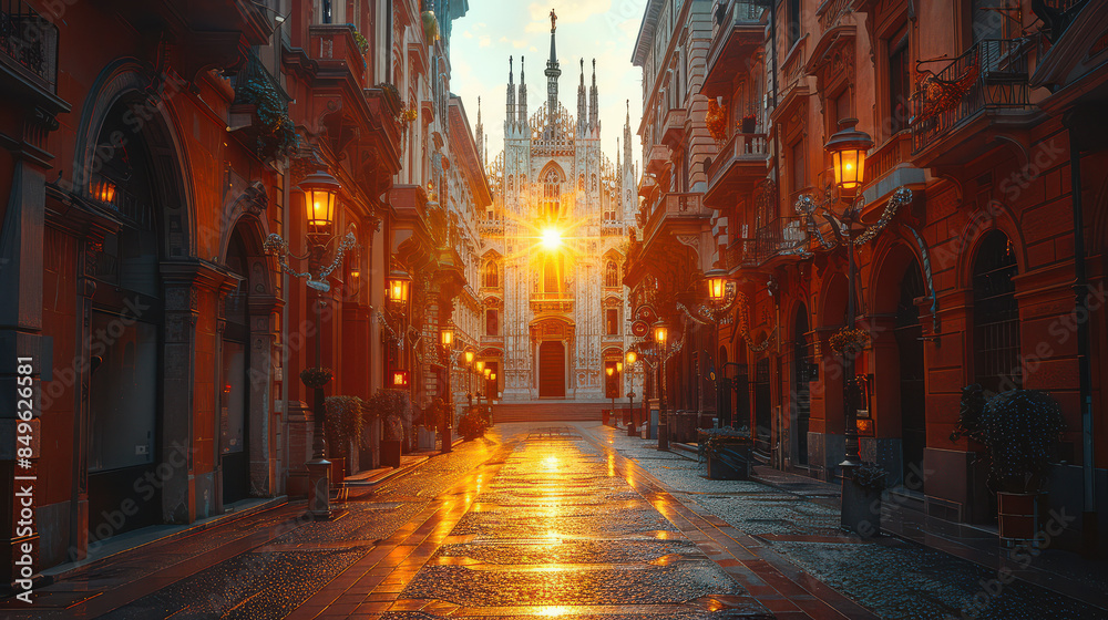 Fototapeta premium Capture the grandeur of Milan, Italy created with Generative AI technology