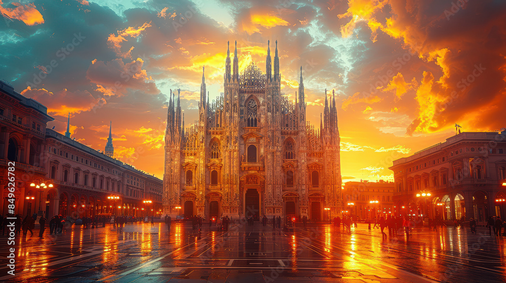 Fototapeta premium Capture the grandeur of Milan, Italy created with Generative AI technology
