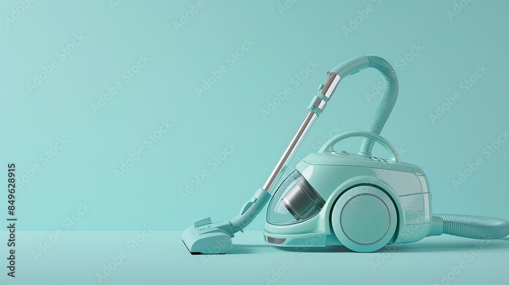 A simple design vacuum cleaner on a blue background with studio lighting in a high resolution photograph in a minimalist style with soft color tones and high detail. A simple design vacuum cleaner on a blue background with studio lighting in a high resolution photograph in a minimalist style with soft color tones and high detail.