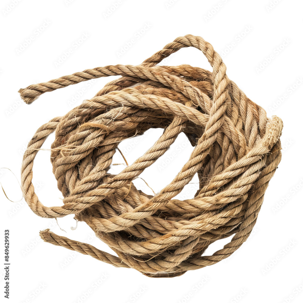 Tangled rope on transparent or white background Tangled rope on transparent or white background