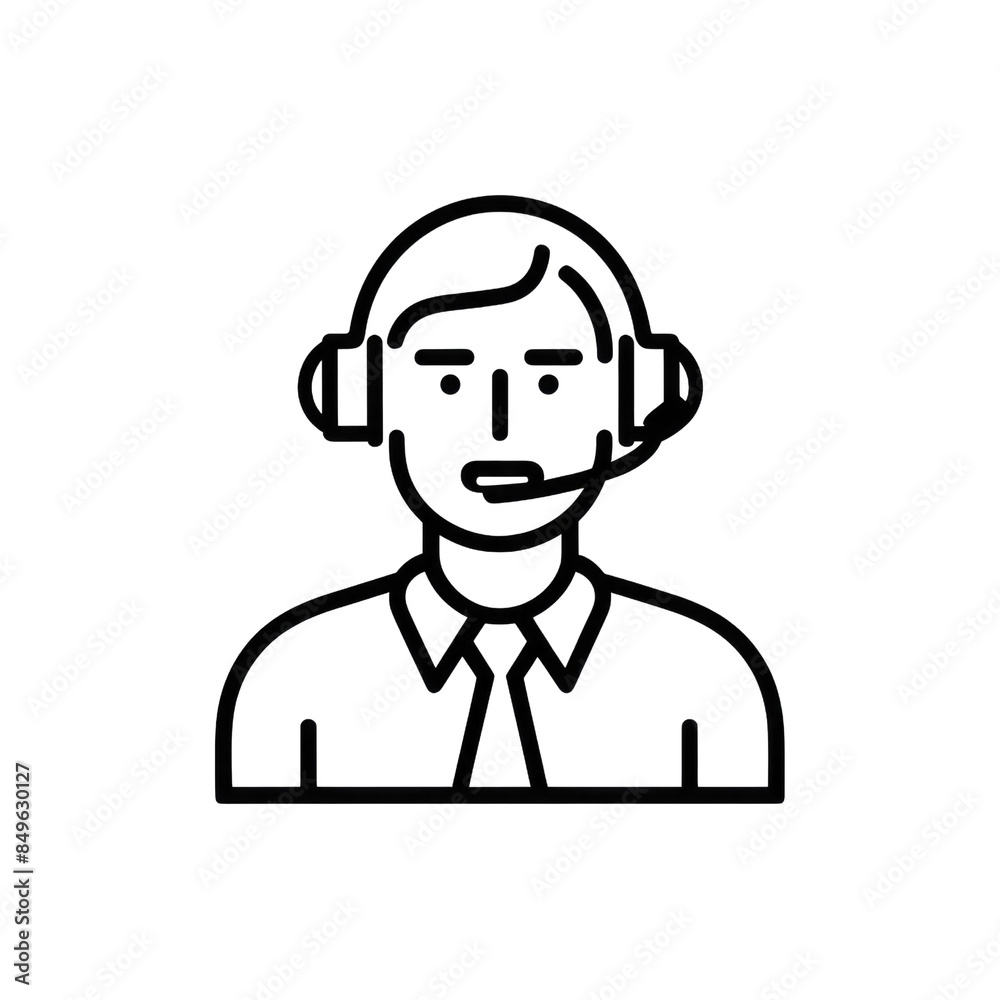 Minimalist Telemarketer Icon in Outline Style: Call Center Operator with Headset, Customer Service, Telemarketing Concept
Minimalist Telemarketer Icon in Outline Style: Call Center Operator with Headset, Customer Service, Telemarketing Concept