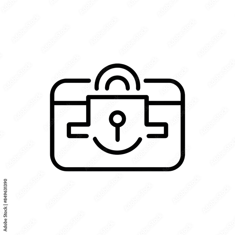 Secure Payment Lock Credit Card Icon: Single Isolated Design with Outline Style Ensuring Financial Safety and Modern Aesthetics
