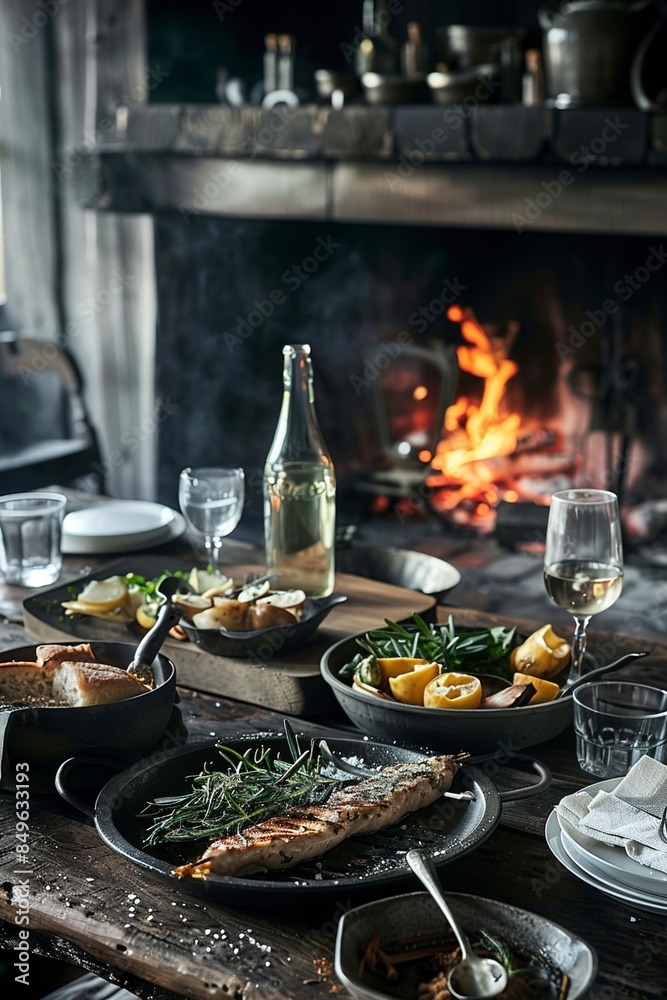 A Freshness and heat create a rustic grilled gourmet meal A Freshness and heat create a rustic grilled gourmet meal