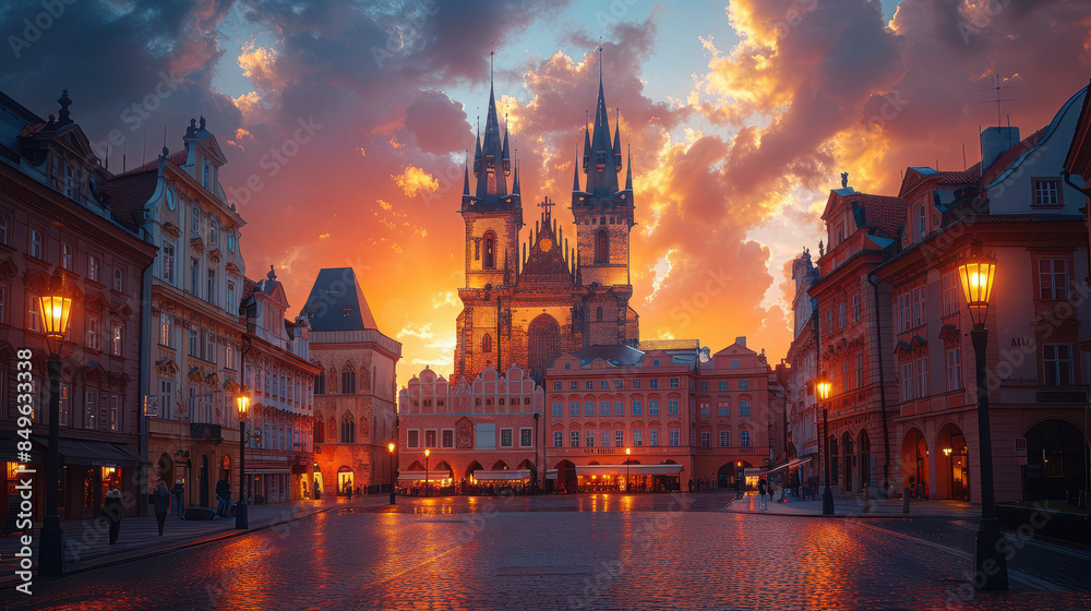 Fototapeta premium Capture the grandeur of Prague, Czech Republic created with Generative AI technology