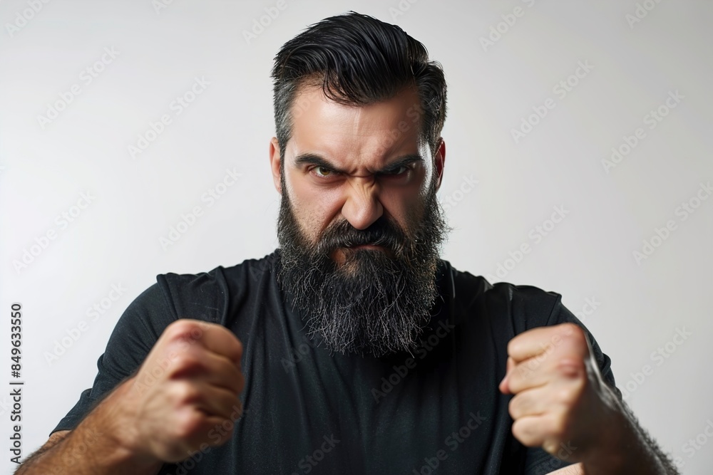 Fototapeta premium A Handsome man with beard with angry gesture over isolate