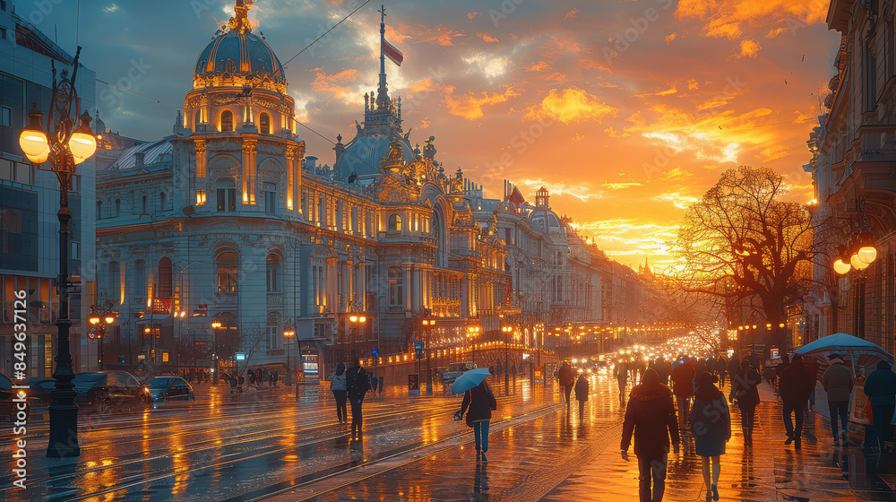 Obraz premium Capture the grandeur of Riga, Latvia created with Generative AI technology