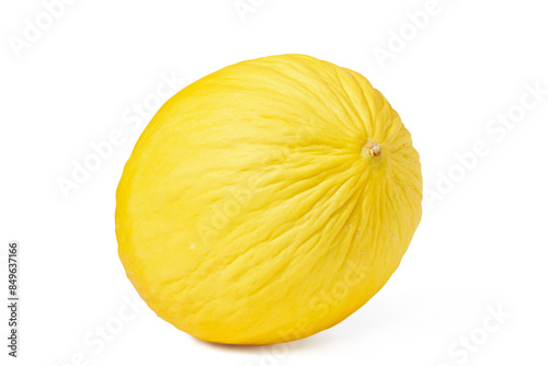 Ripe yellow melon on white background