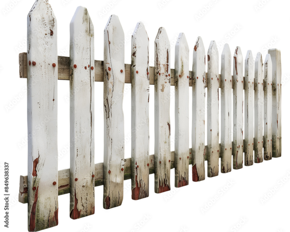 Classic wooden design fence on white background Classic wooden design fence on white background