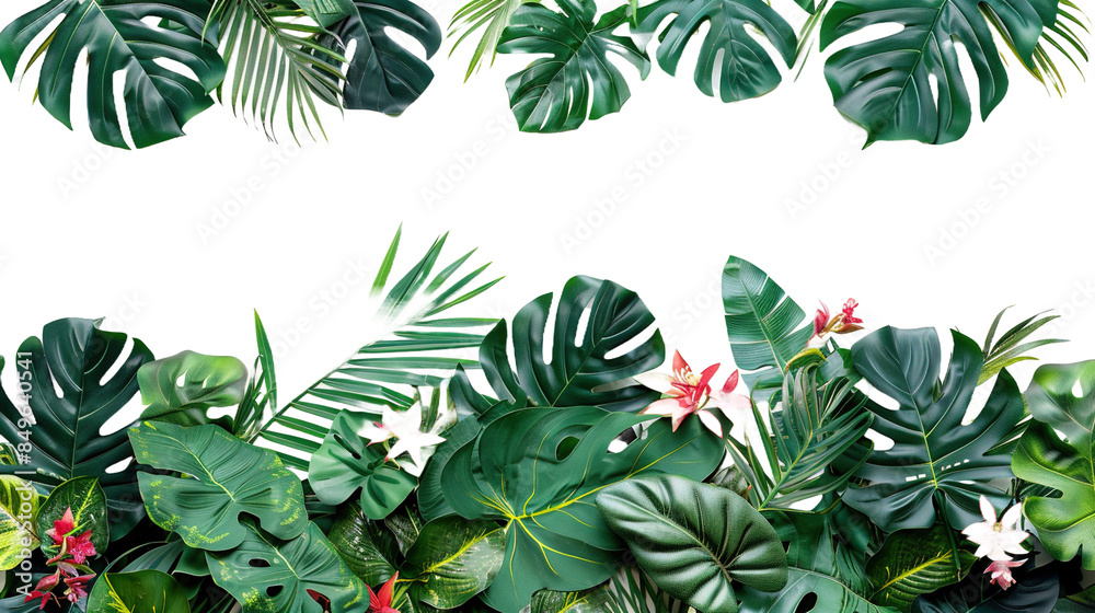 Fototapeta premium Tropical plant arrangement decoration on transparent or white background