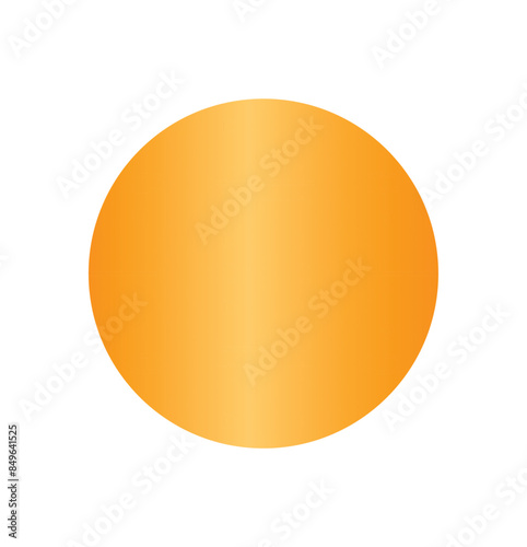 Solid orange circle center white background. Gradient shades yellow deep orange give threedimensional appearance. Symbol image sun horizon abstract design minimalist graphic artwork