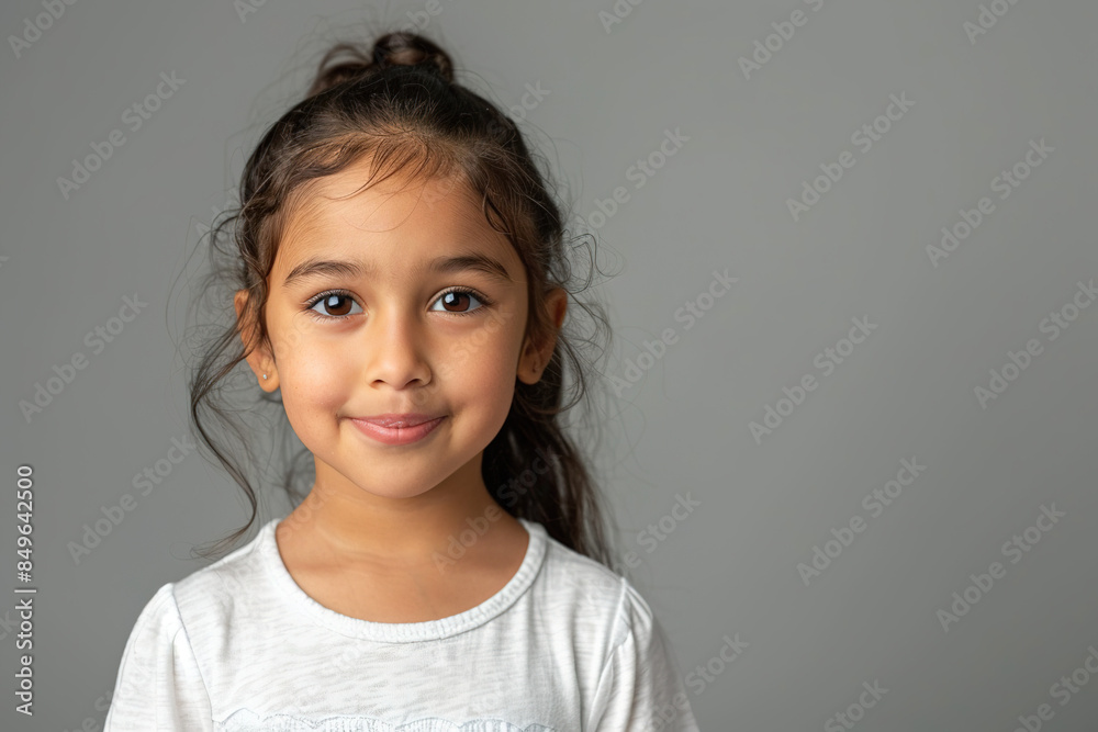 Latino Hispanic Little Girl Isolated on gray Background Adorable Child Smiling Happy Playful Stylish Innocent Youthful Ethnic Cultural Portrait Studio Photography Bright Cheerful Fashionable Latino Hispanic Little Girl Isolated on gray Background Adorable Child Smiling Happy Playful Stylish Innocent Youthful Ethnic Cultural Portrait Studio Photography Bright Cheerful Fashionable