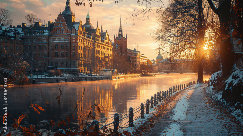 Obraz premium Capture the grandeur of Stockholm, Sweden created with Generative AI technology