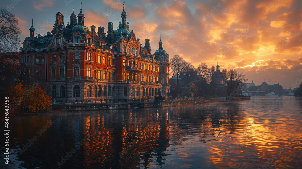 Fototapeta premium Capture the grandeur of Stockholm, Sweden created with Generative AI technology