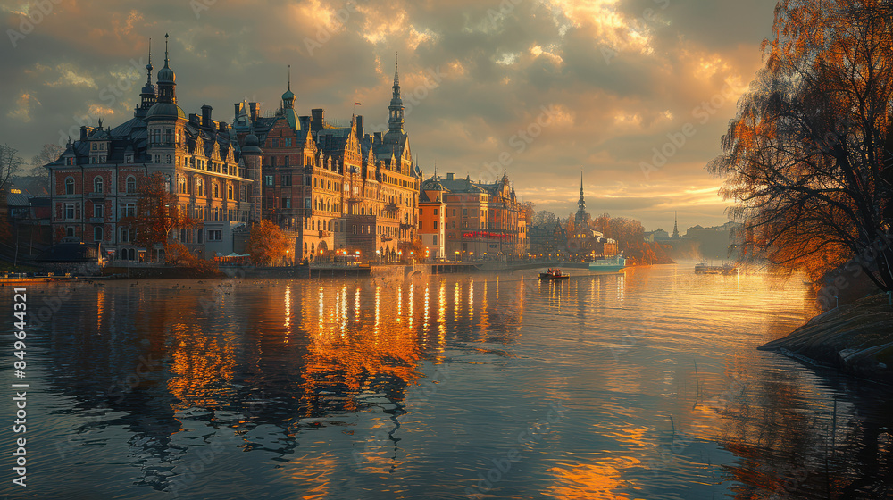Fototapeta premium Capture the grandeur of Stockholm, Sweden created with Generative AI technology