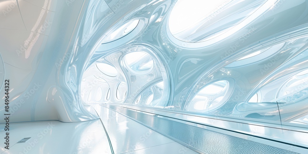 Escalator in futuristic building Escalator in futuristic building