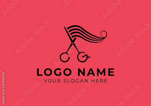 logo letter g with scissors cutting hair. Logo barbershop, minimalist and modern. Editable file