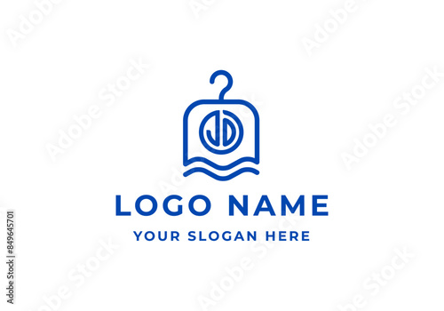 Logo letter J and D with circle and hunger laundry. Logo initial, laundry service. Editable file