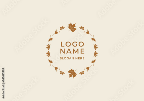 logo mapple leaves circle frame. Editable file