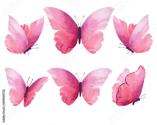 watercolor art pink butterfly